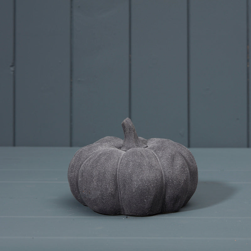 Satchville Black Ceramic Textured Pumpkin - 14.8cm