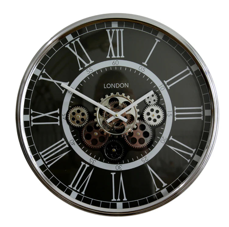 Stone The Crows Round Black Face Wall Clock With Black Frame