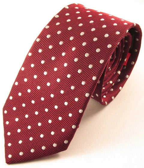 Van Buck Red Label Dot Silk Tie - Red/White Dots