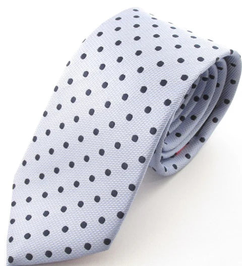 Van Buck Red Label Dot Silk Tie Sky Blue and Navy