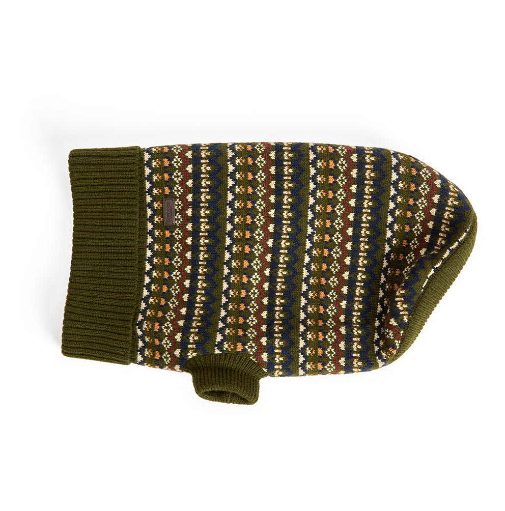 Barbour Marlow Fair Isle Dog Jumper - Olive