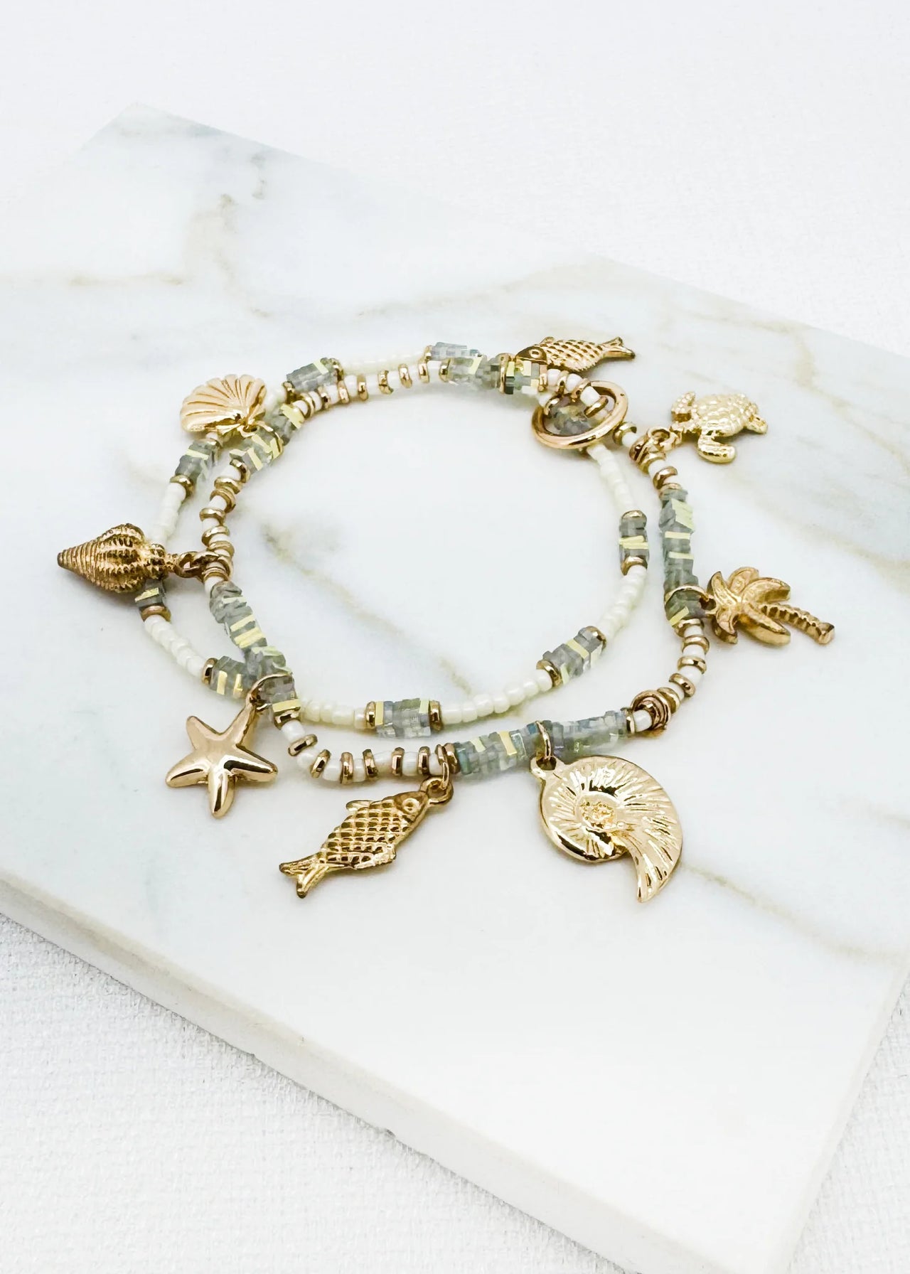 Envy Gold Bracelet With Mini Sea Side Charms