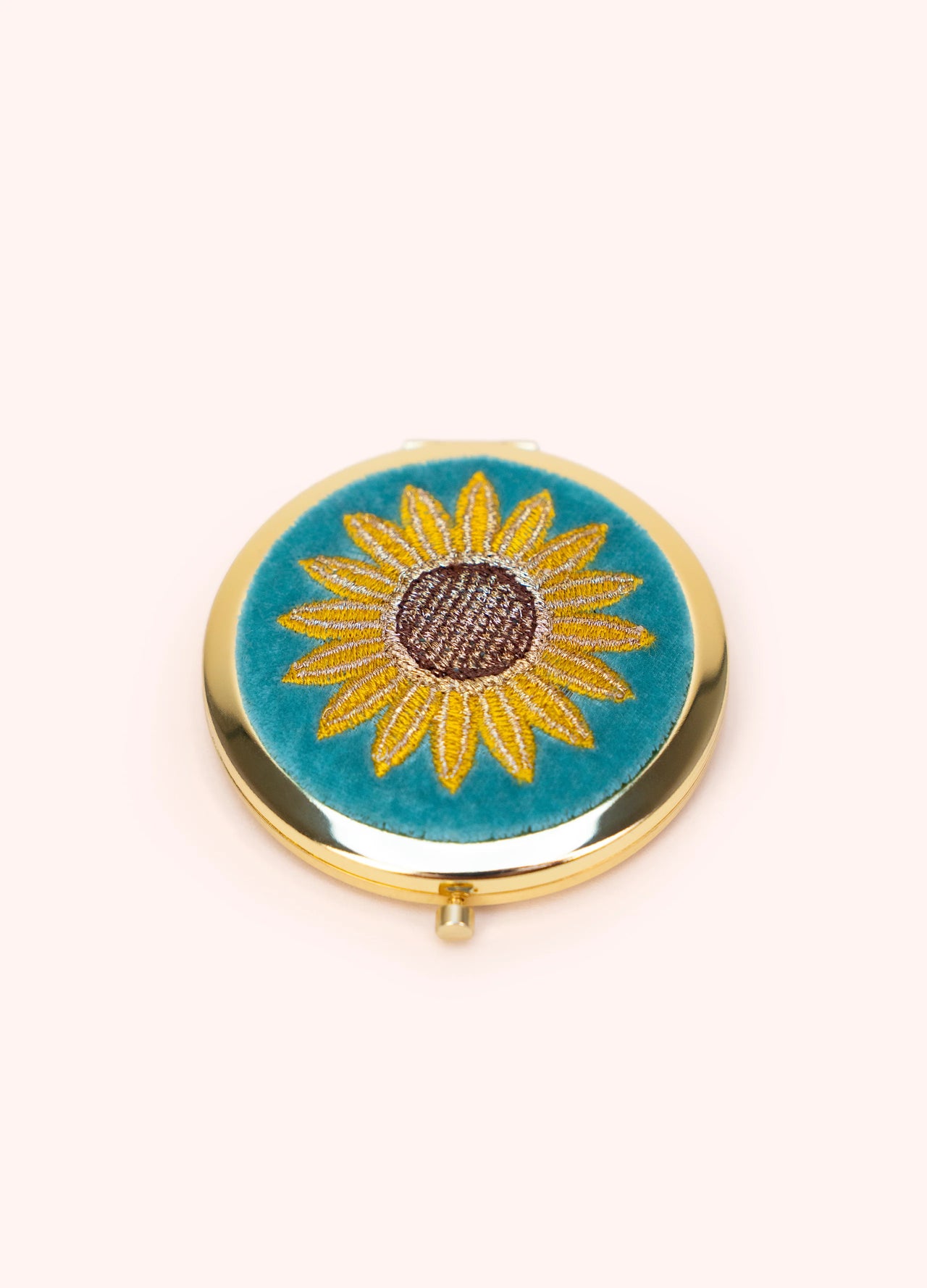 Powder Embroidered Compact Mirror - Summer Sunflower