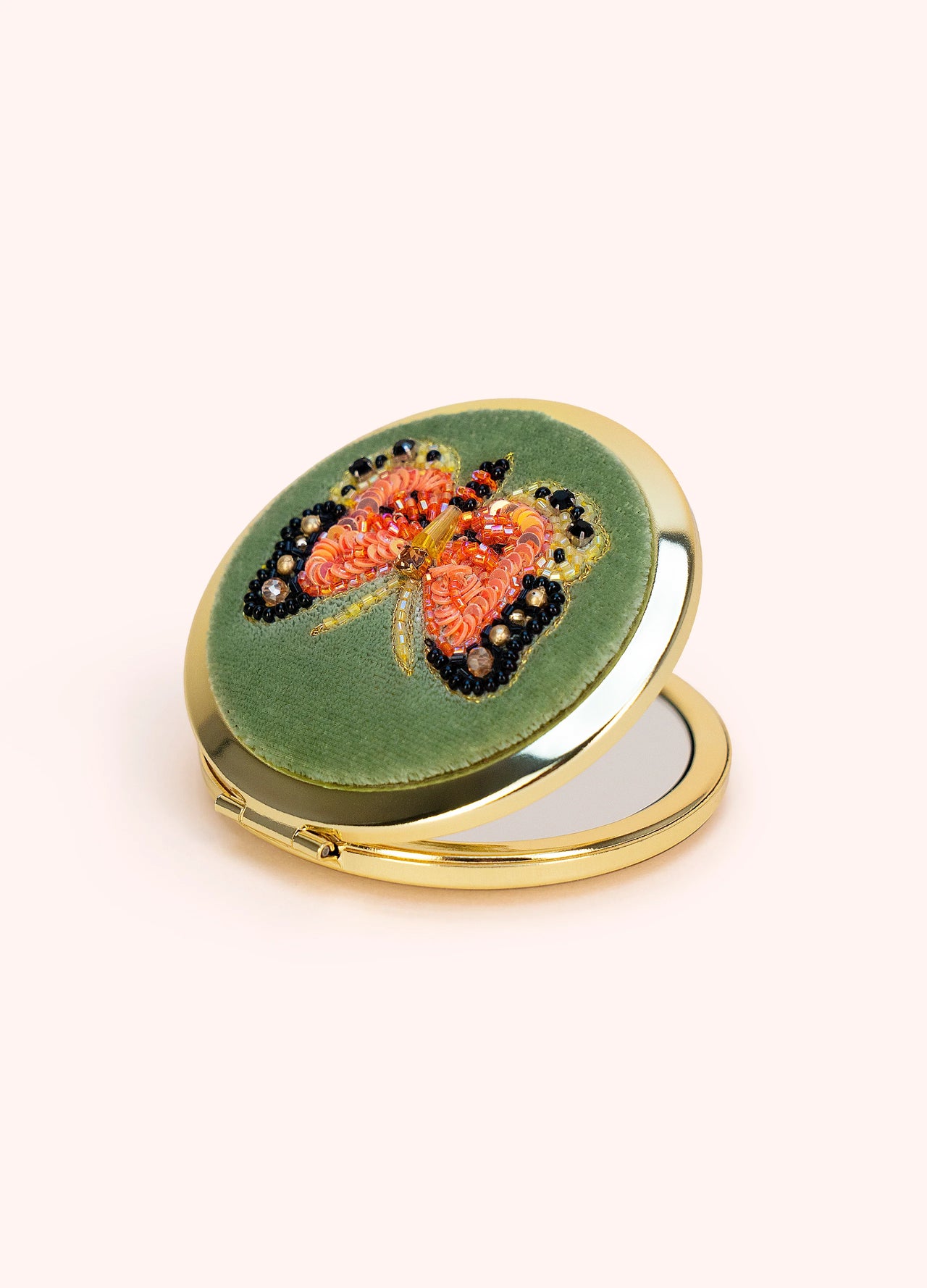 Powder Embroidered Compact Mirror - Bonny Butterfly