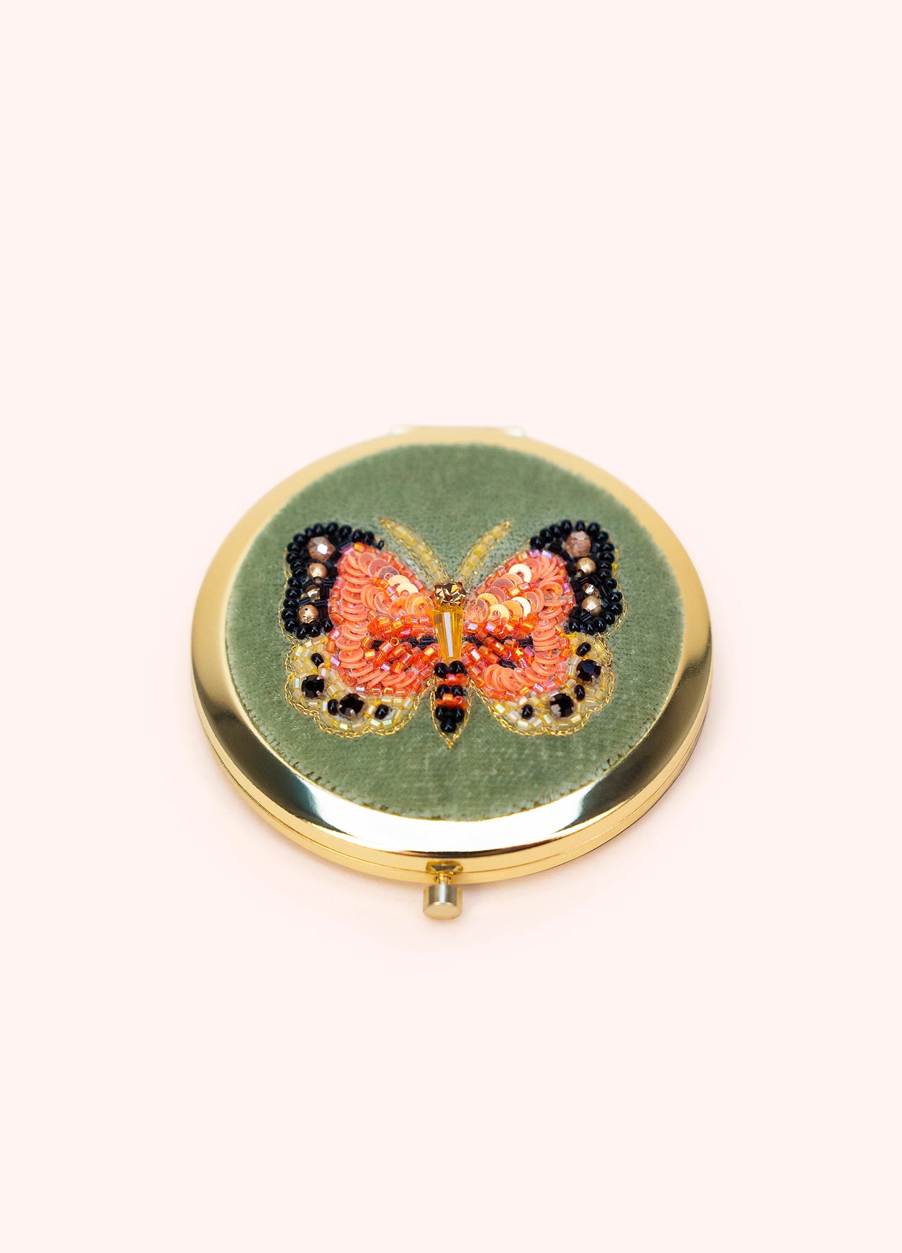 Powder Embroidered Compact Mirror - Bonny Butterfly