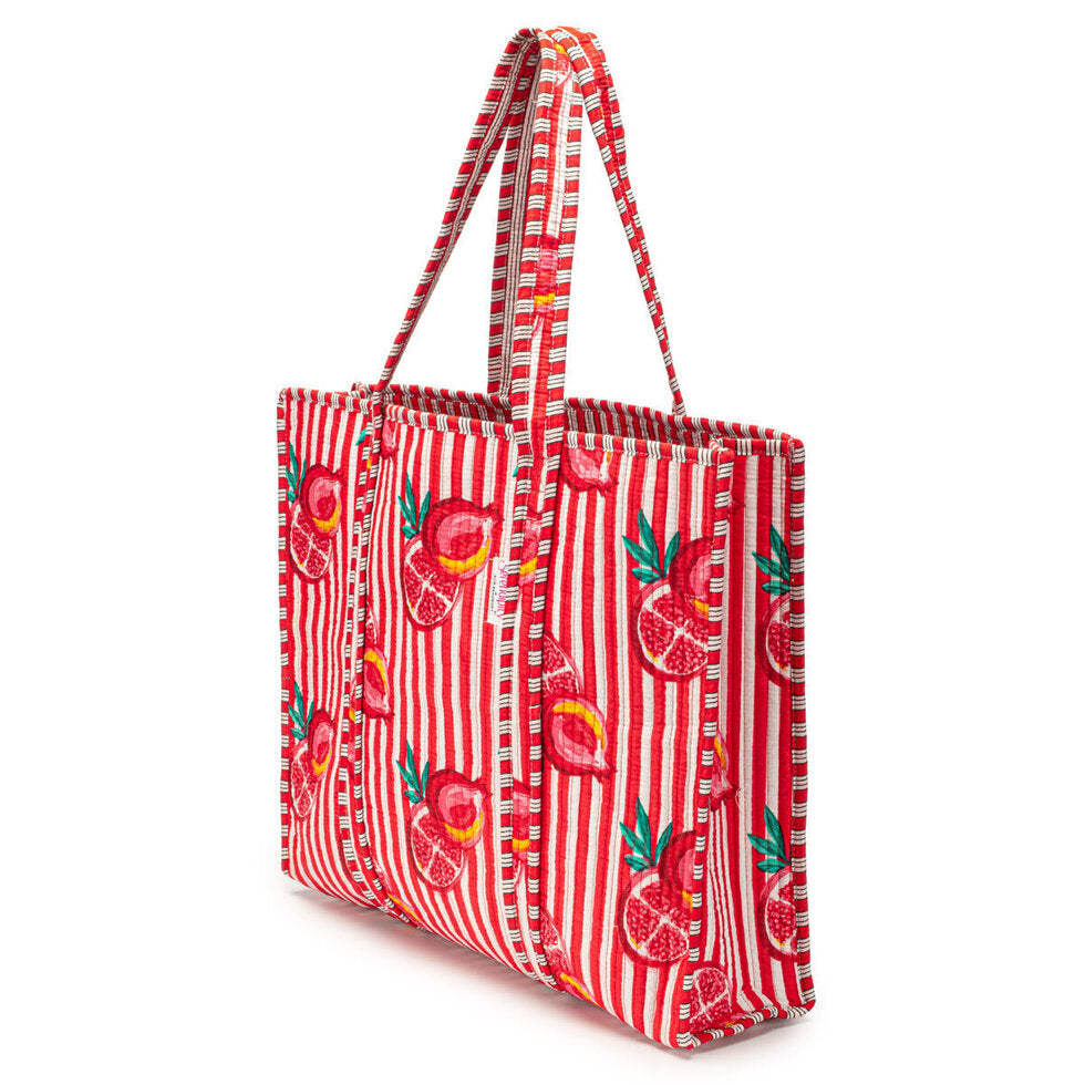 Elie Beaumont Serendipity Cotton Tote Bag - Pink Pomegranate