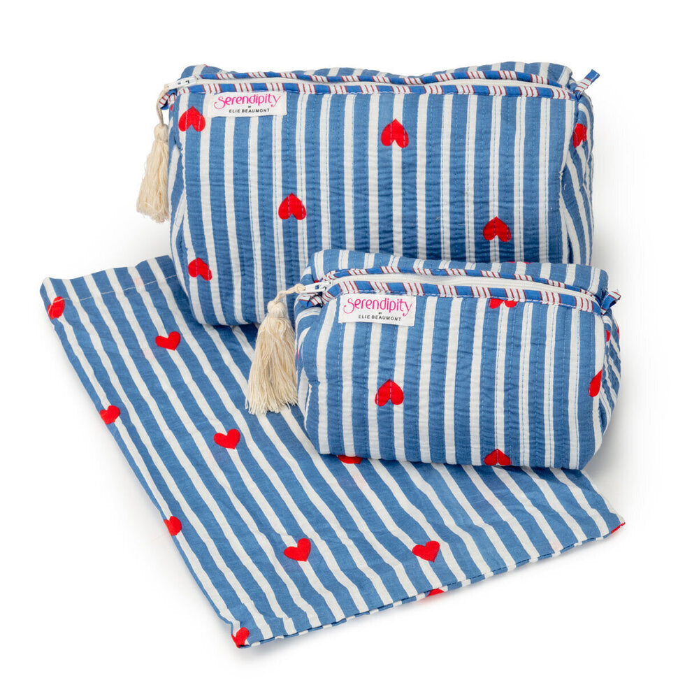 Elie Beaumont Serendipity Cosmetic Cases Blue Stripe