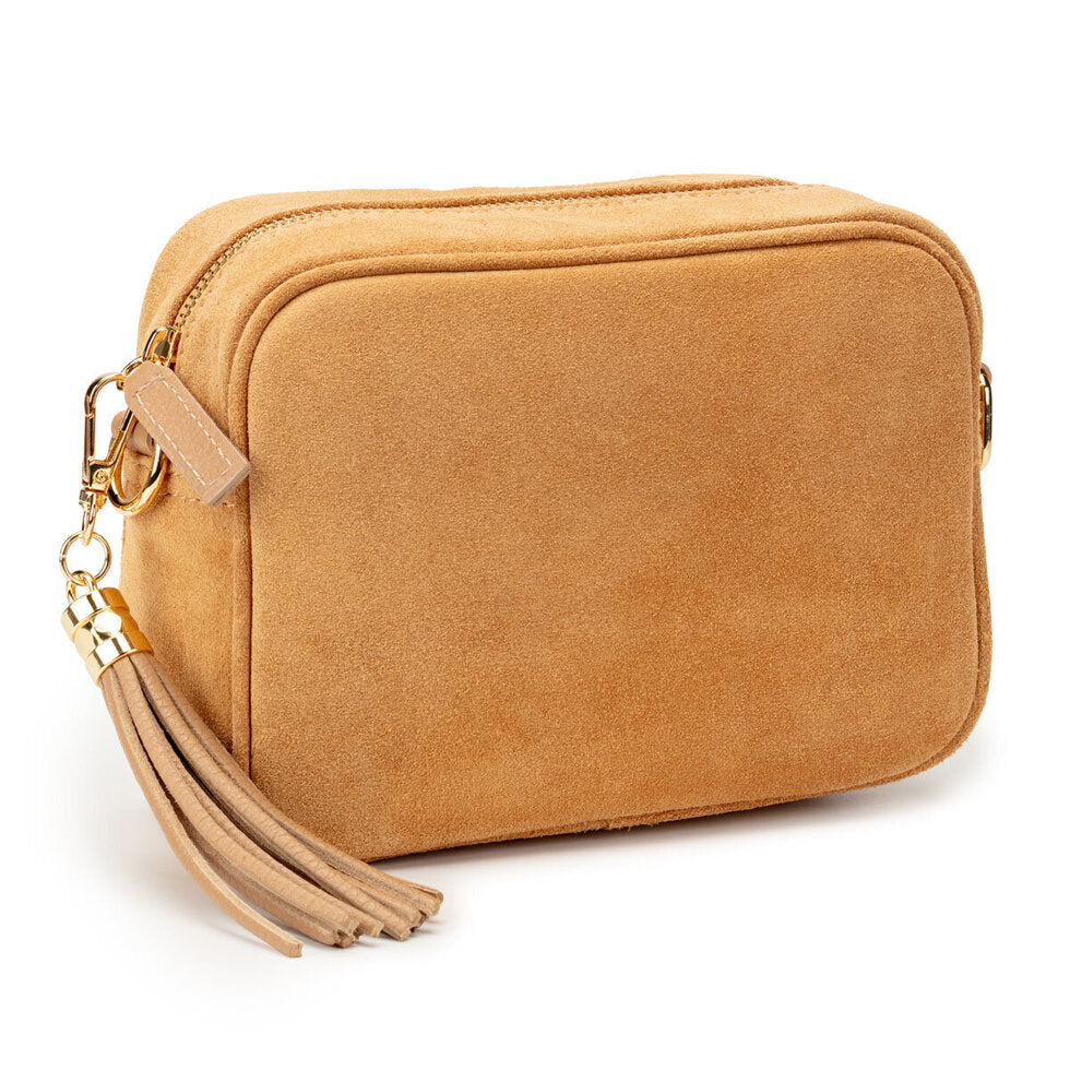 Elie Beaumont Crossbody Handbag - Suede Camel