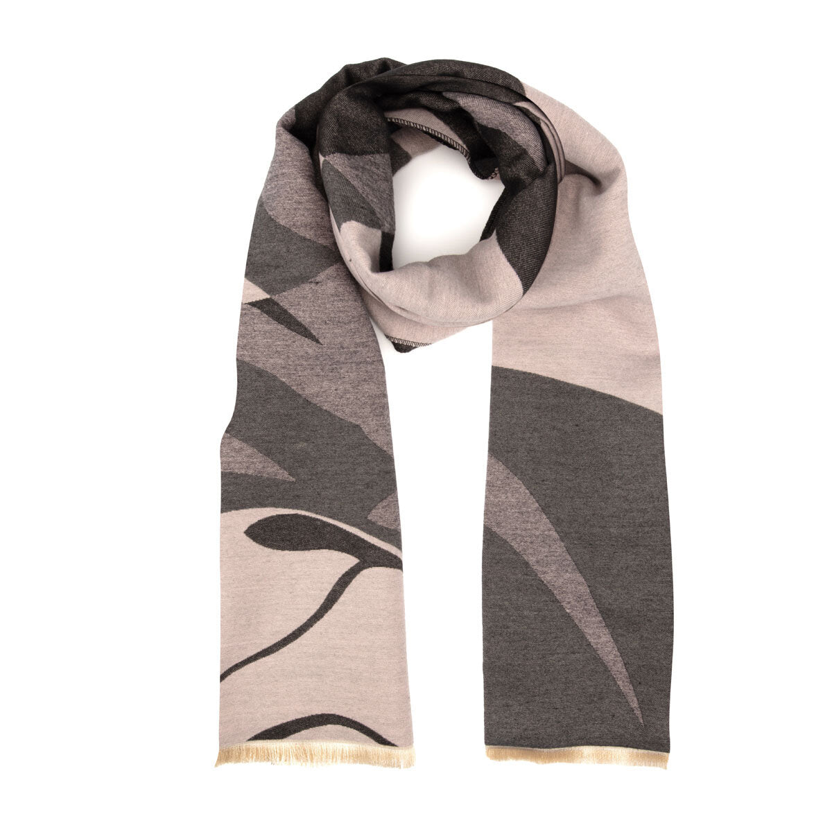 Elie Beaumont Winter Scarf - Black,Grey,Pink Impression