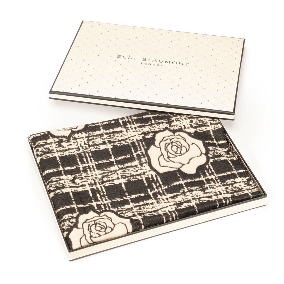 Elie Beaumont Winter Scarf - Check With Roses