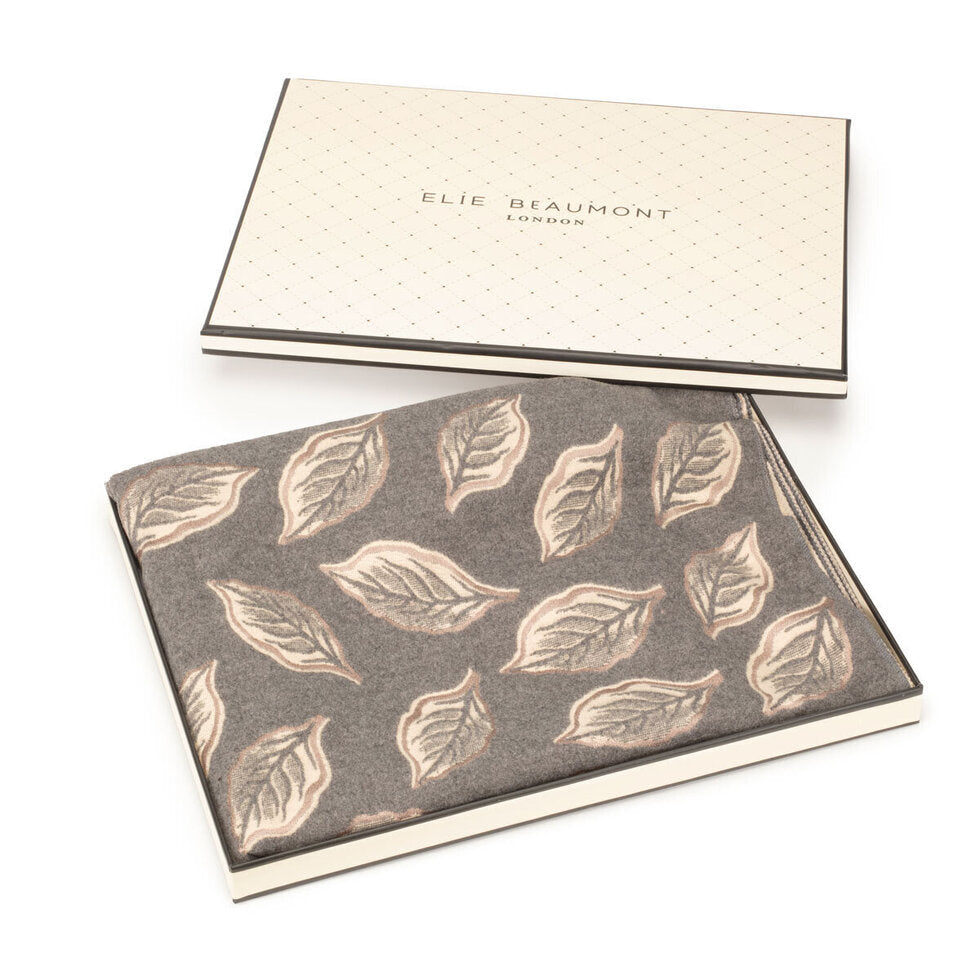 Elie Beaumont Winter Scarf - Charcoal Leaves