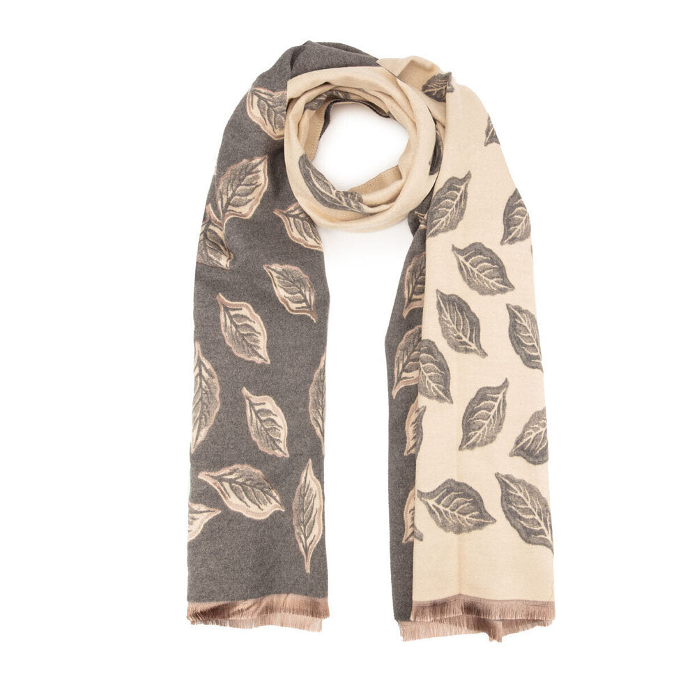 Elie Beaumont Winter Scarf - Charcoal Leaves