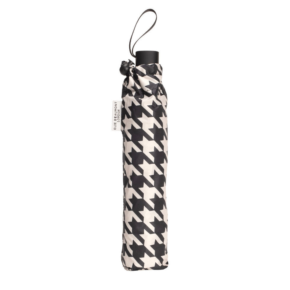 Elie Beaumont Umbrella Black Houndstooth Check