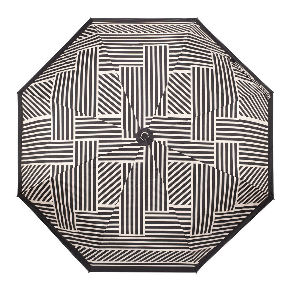 Elie Beaumont Umbrella Black And Sand Geometric