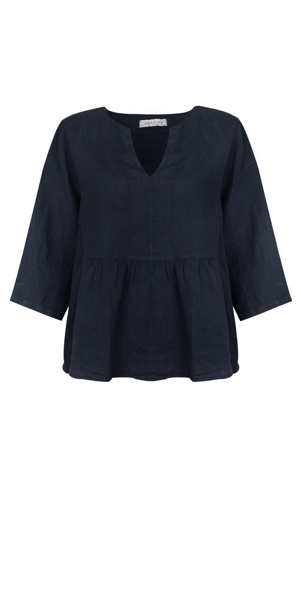 Amazing Woman Elodie Navy Peplum Top