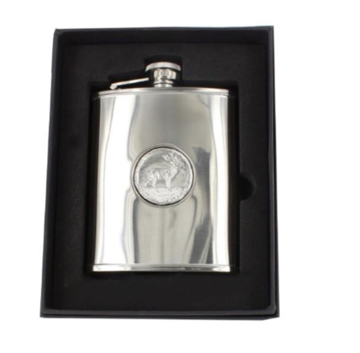 Sarome 6oz Stainless steel flask with stag emblem