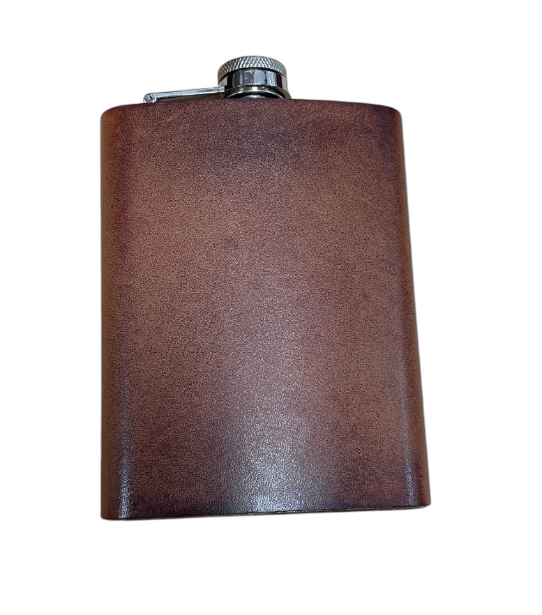 Sarome Antique Leather 8oz Pocket Flask