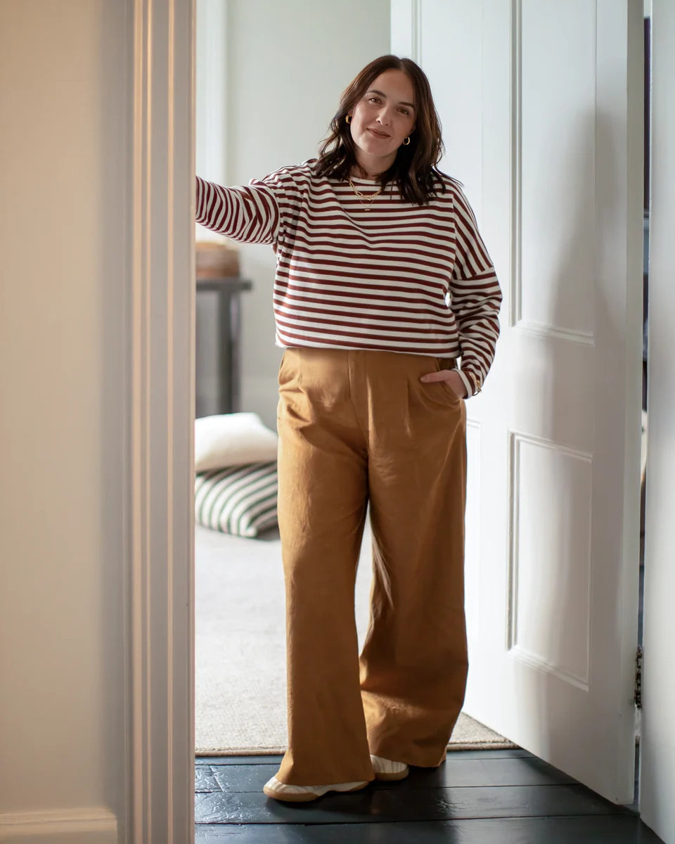 Rebecca Stripe Top Tobacco/Ecru
