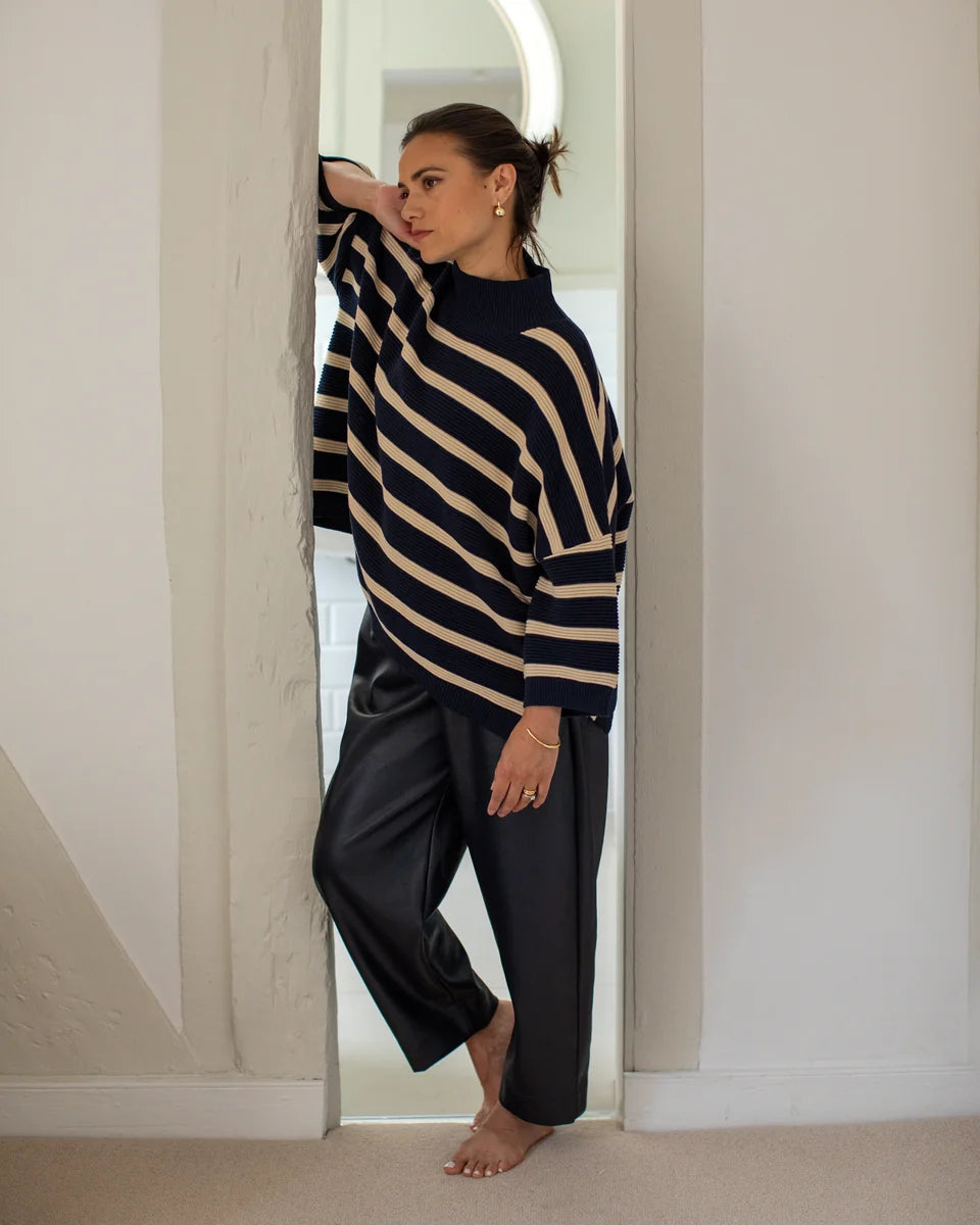 Vicki Jumper Stripe Navy/Sand