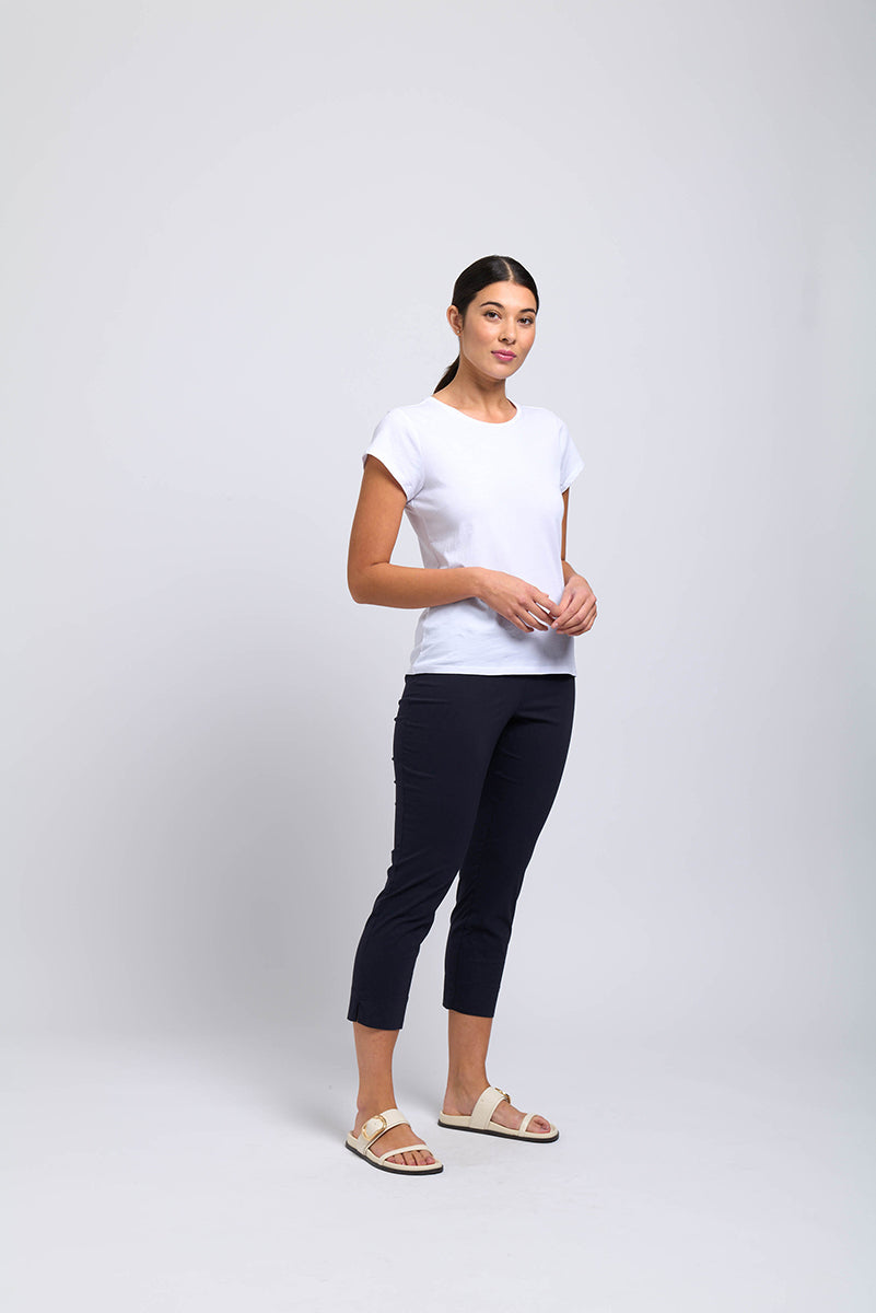 Foil Fuss Free Capri Trousers - True Navy