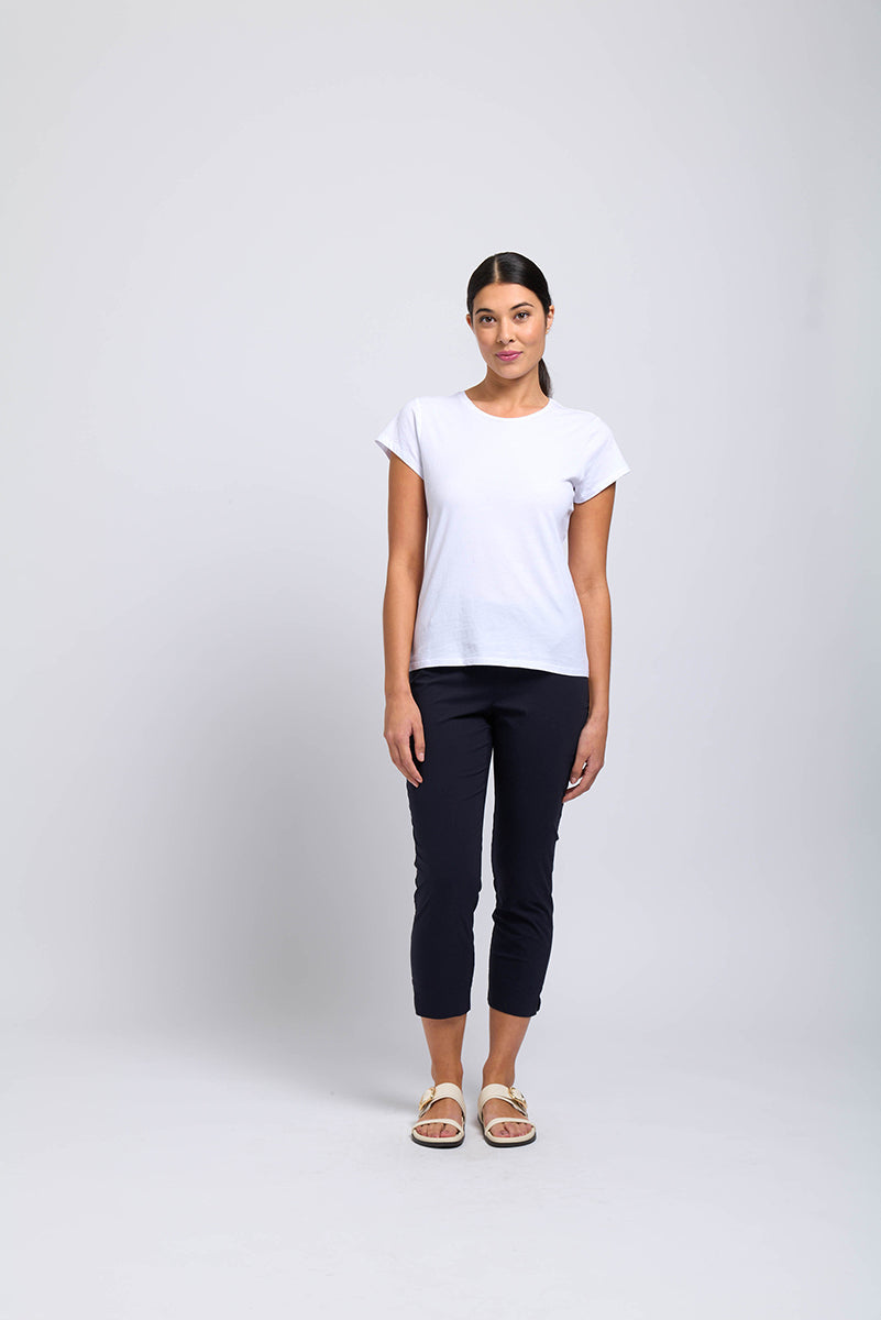 Foil Fuss Free Capri Trousers - True Navy