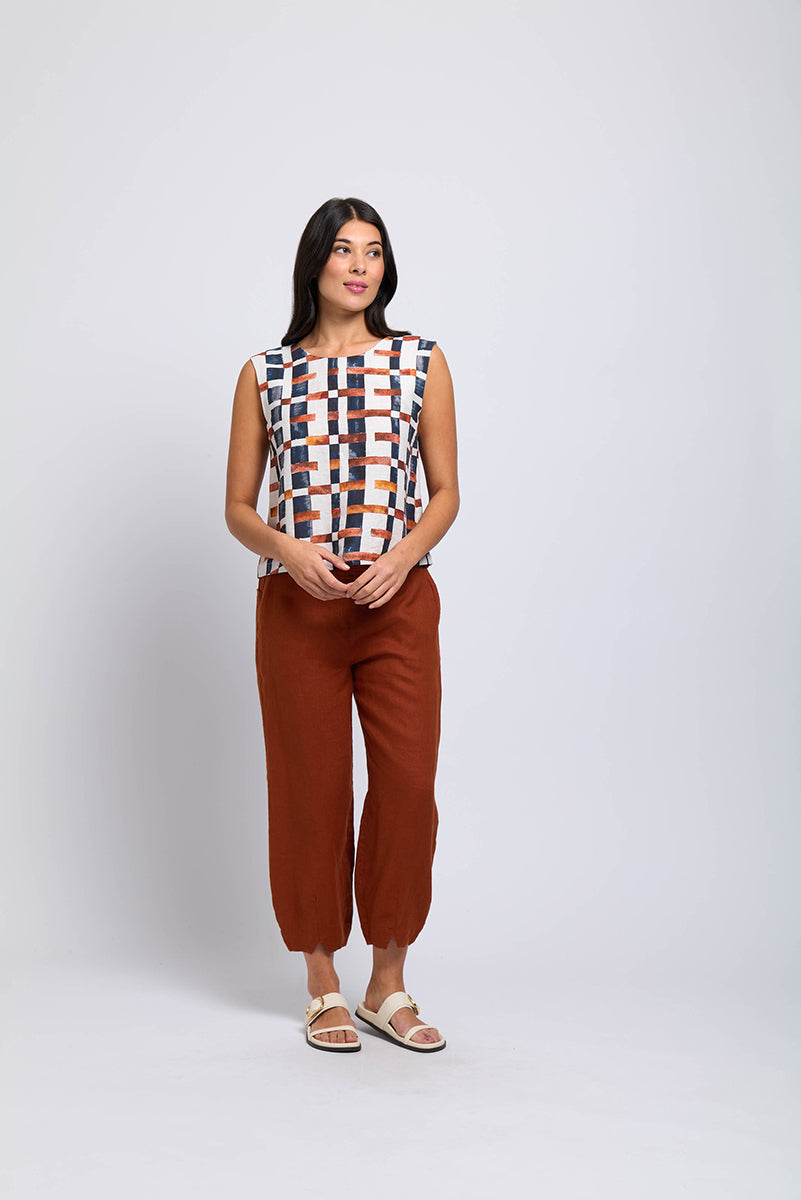 Foil It's Only Natural Off Grid Print Linen Top