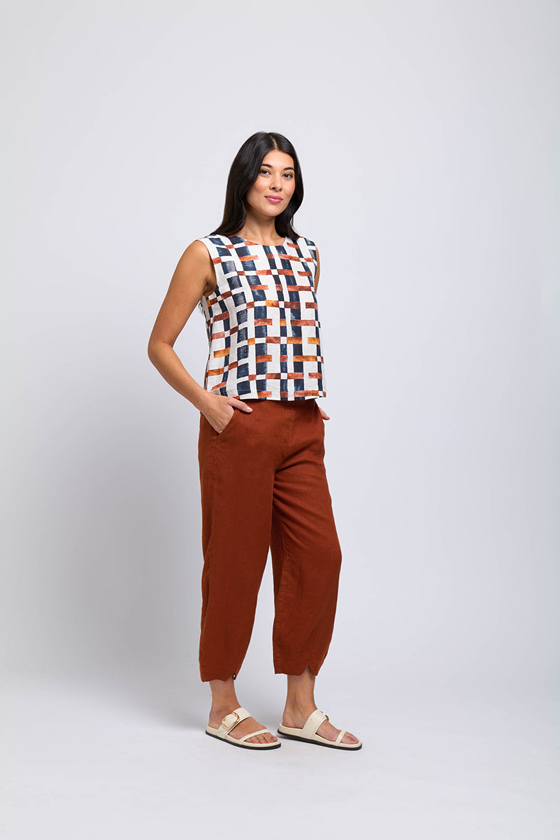 Foil It's Only Natural Off Grid Print Linen Top
