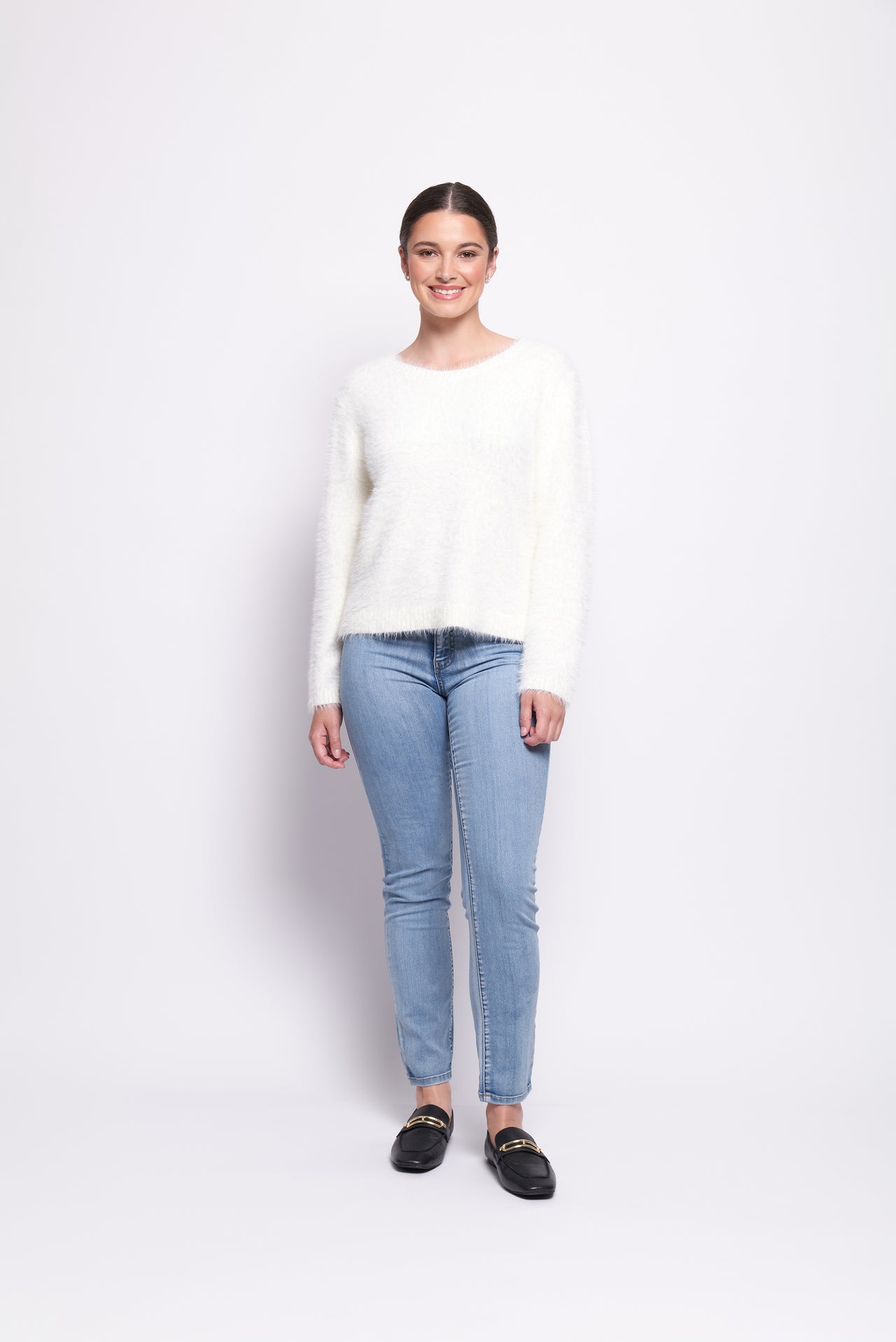 Foil Top Bird Jumper - Pearl