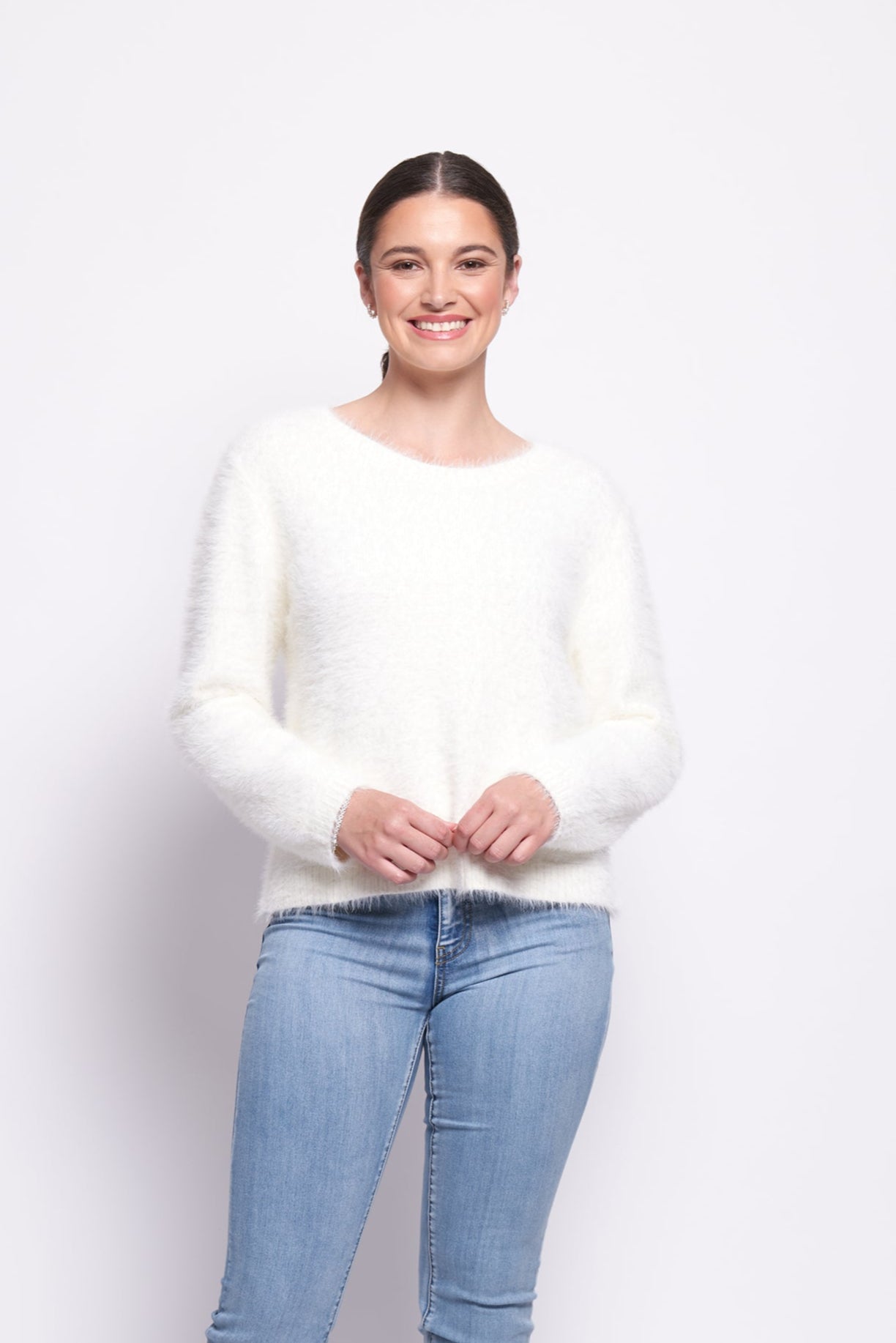 Foil Top Bird Jumper - Pearl