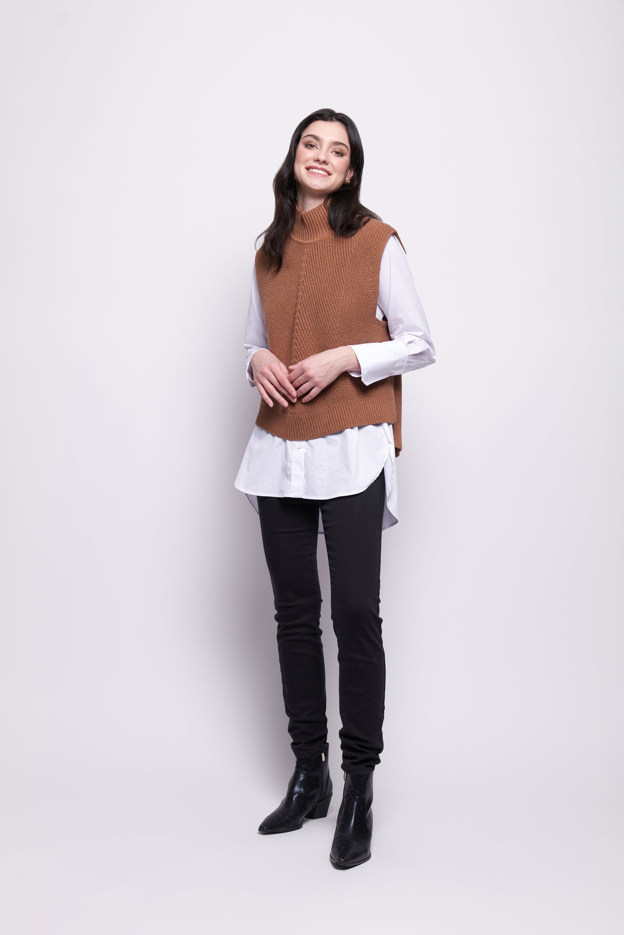 Foil Vest Ever Pop Over - Caramel