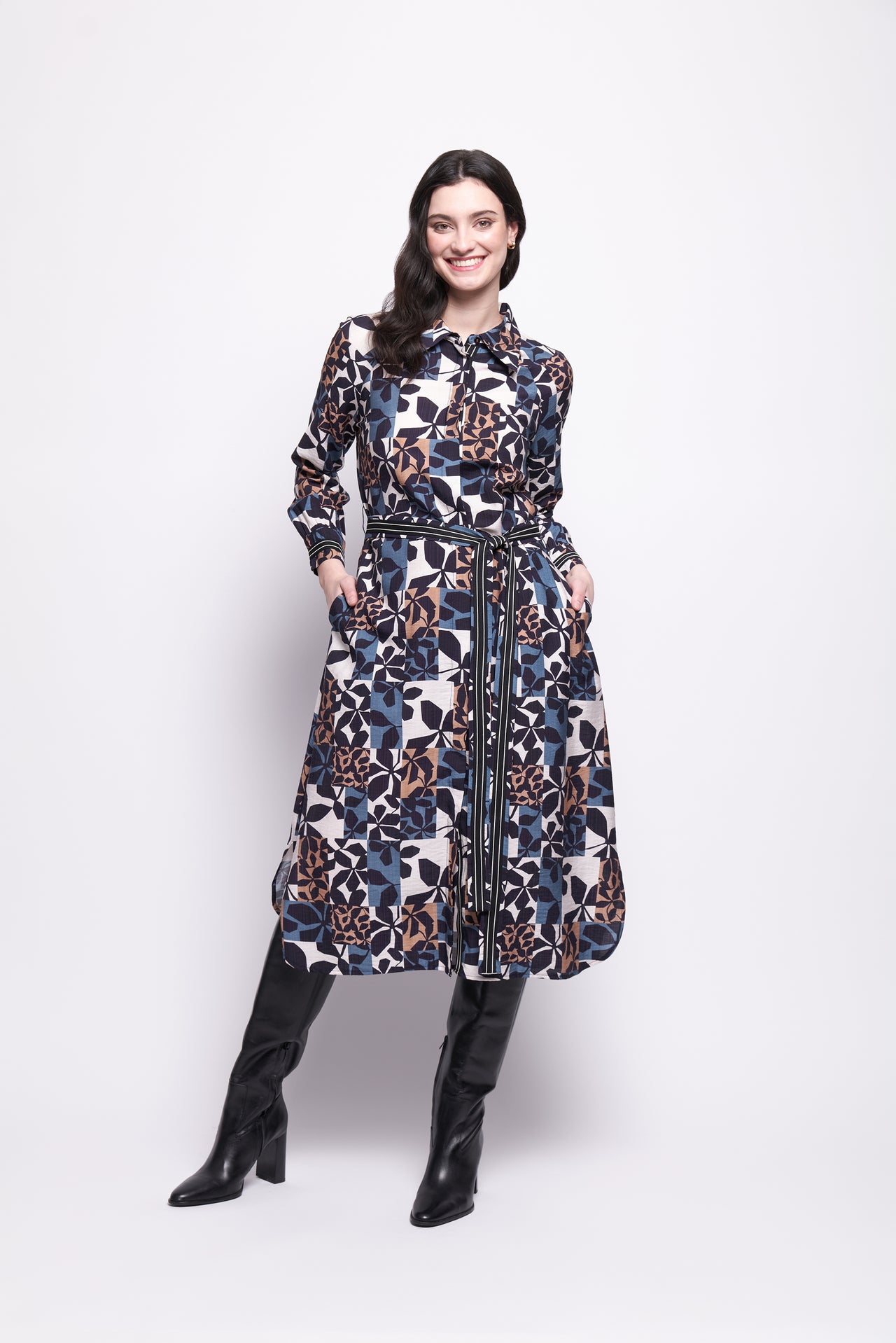 Foil On the Strip Shirt Dress - New Leaf