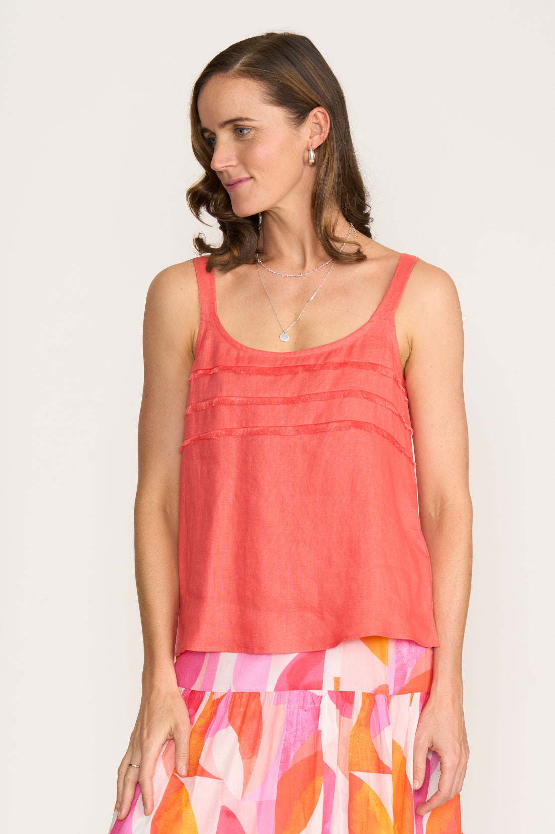 Foil In To The Fray Tank Top - Melon