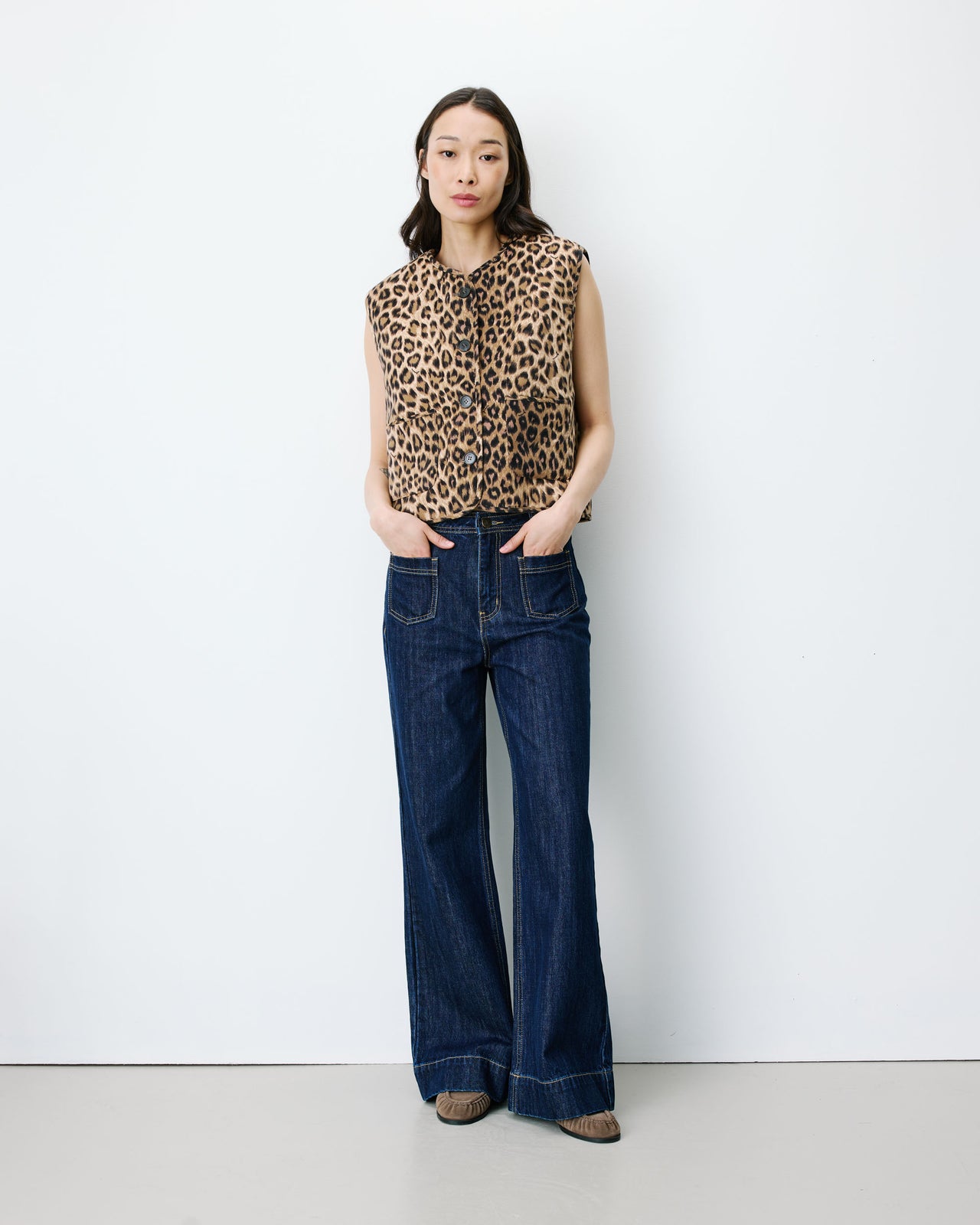 Grace & Mila ALEXIS Fluffy Waistcoat - Animal Print