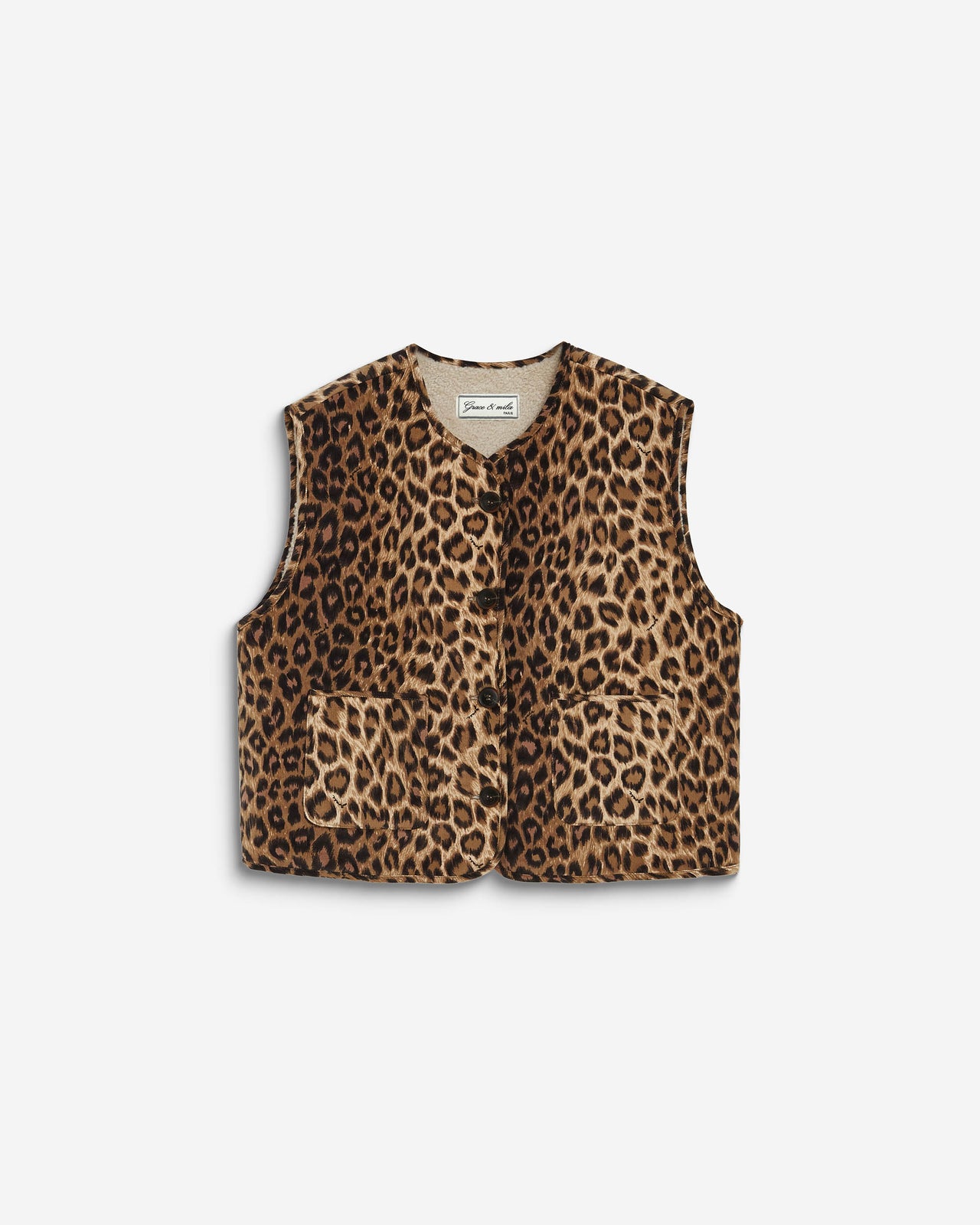 Grace & Mila ALEXIS Fluffy Waistcoat - Animal Print