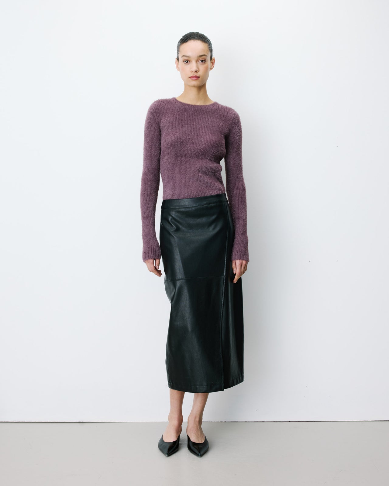 Grace & Mila AENOR Faux-Leather Wrap Skirt - Black