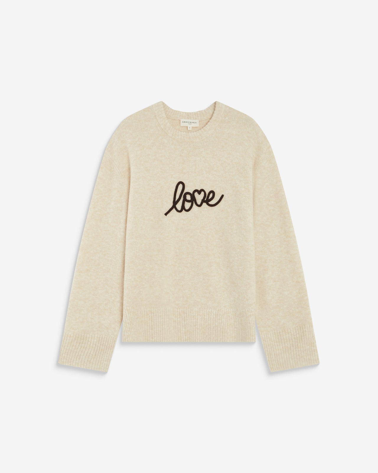 Grace & Mila AUBIN 'Love' Slogan Jumper - Sand