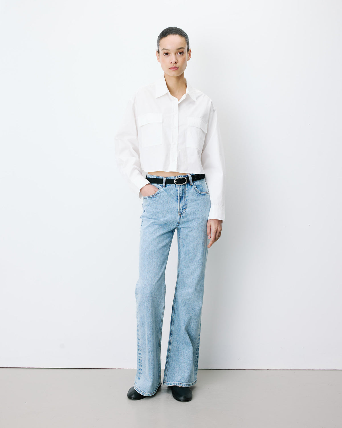 Grace & Mila AZELLE Boxy Cropped Shirt - Ivory