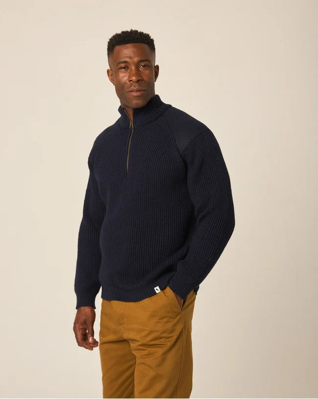 Peregrine Foxton Quarter Zip Jumper - Navy