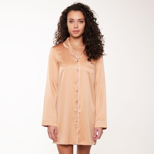 LingaDore Satin Pyjama Dress - Toast/Powder puff