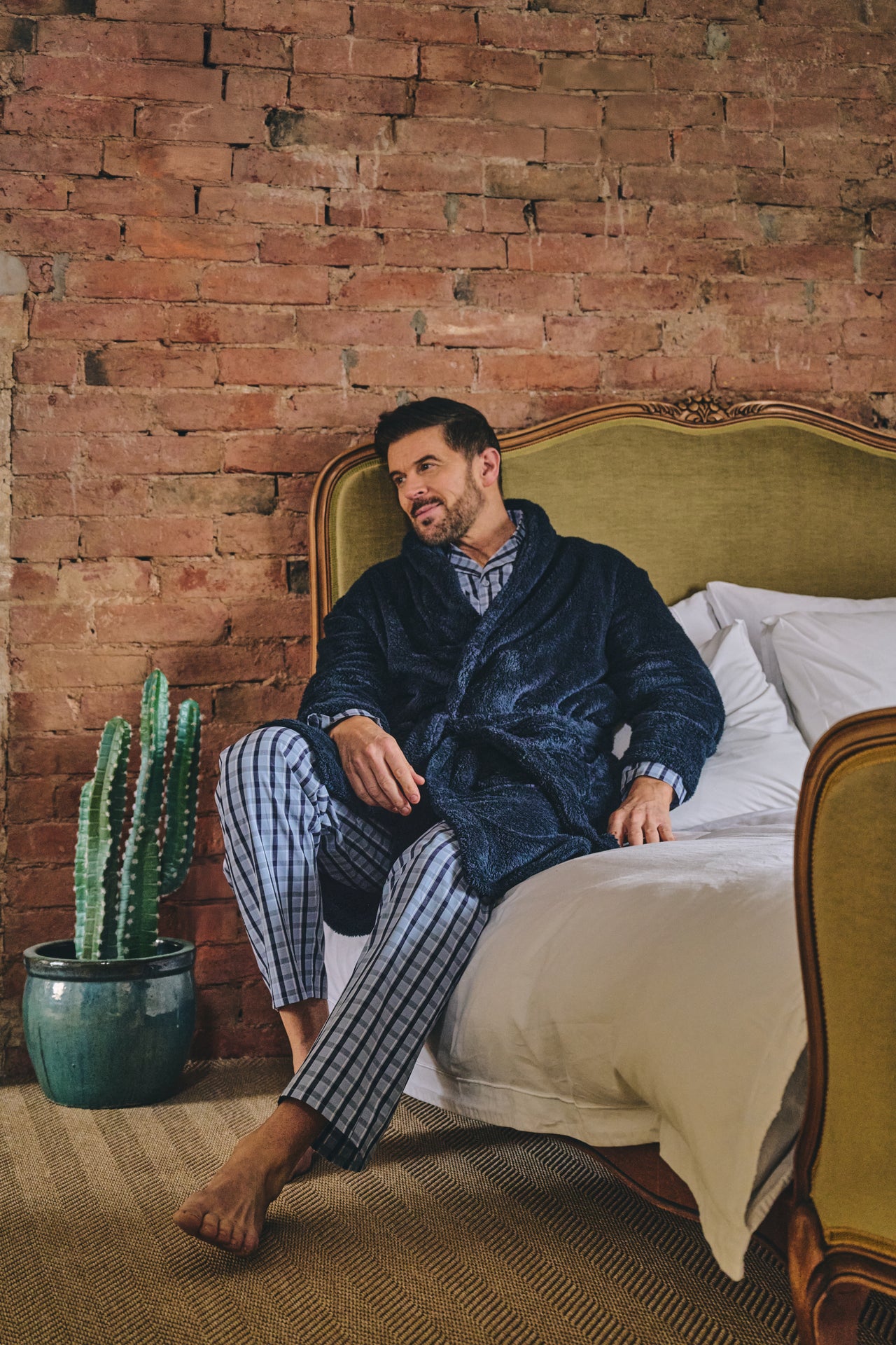 HJ Pure Cotton Pyjamas - Blue Check