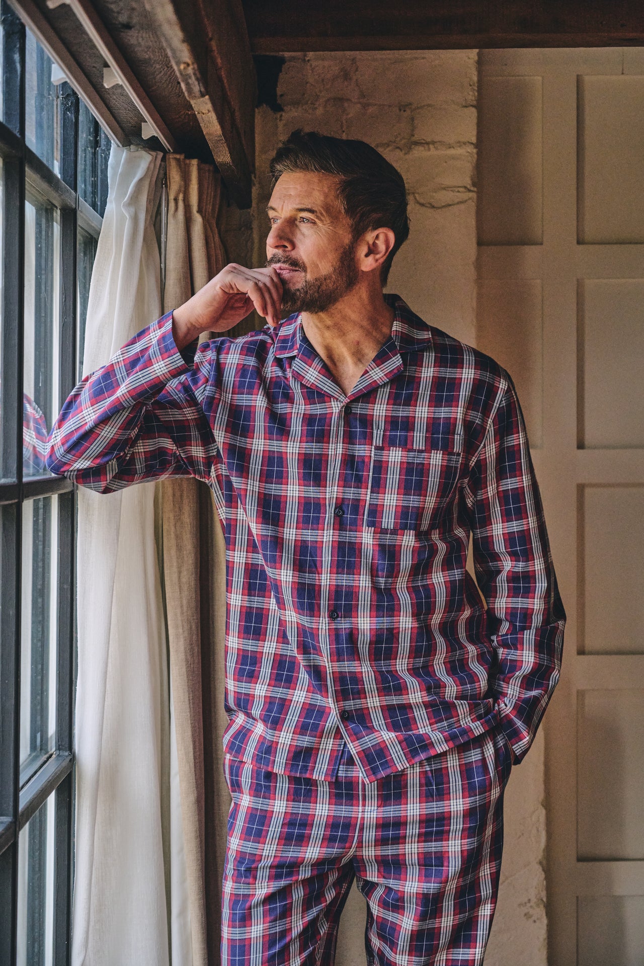 HJ Brushed Cotton Pyjamas - Red/Navy