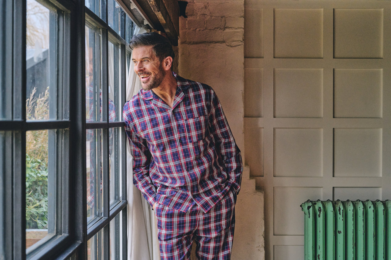 HJ Brushed Cotton Pyjamas - Red/Navy