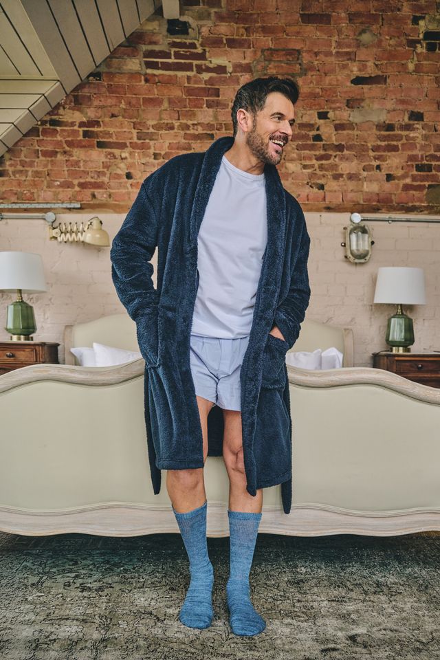 HJ Hall Men's Dressing Gown - Navy