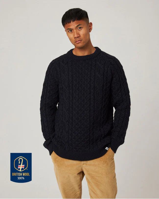 Peregrine Hudson Aran Jumper - Navy