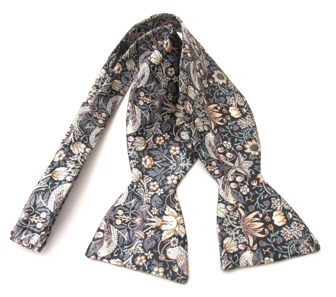Van Buck Strawberry Thief Self Tie Bow Tie - Grey