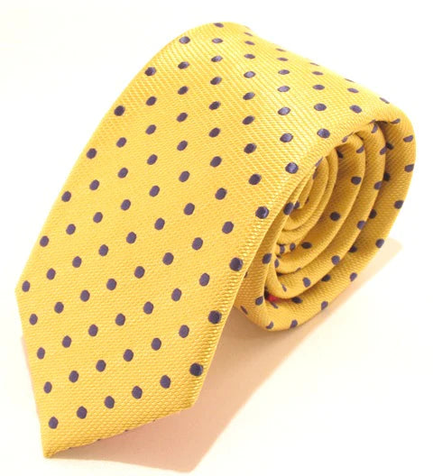 Van Buck Red Label Dot Silk Tie Gold and Navy