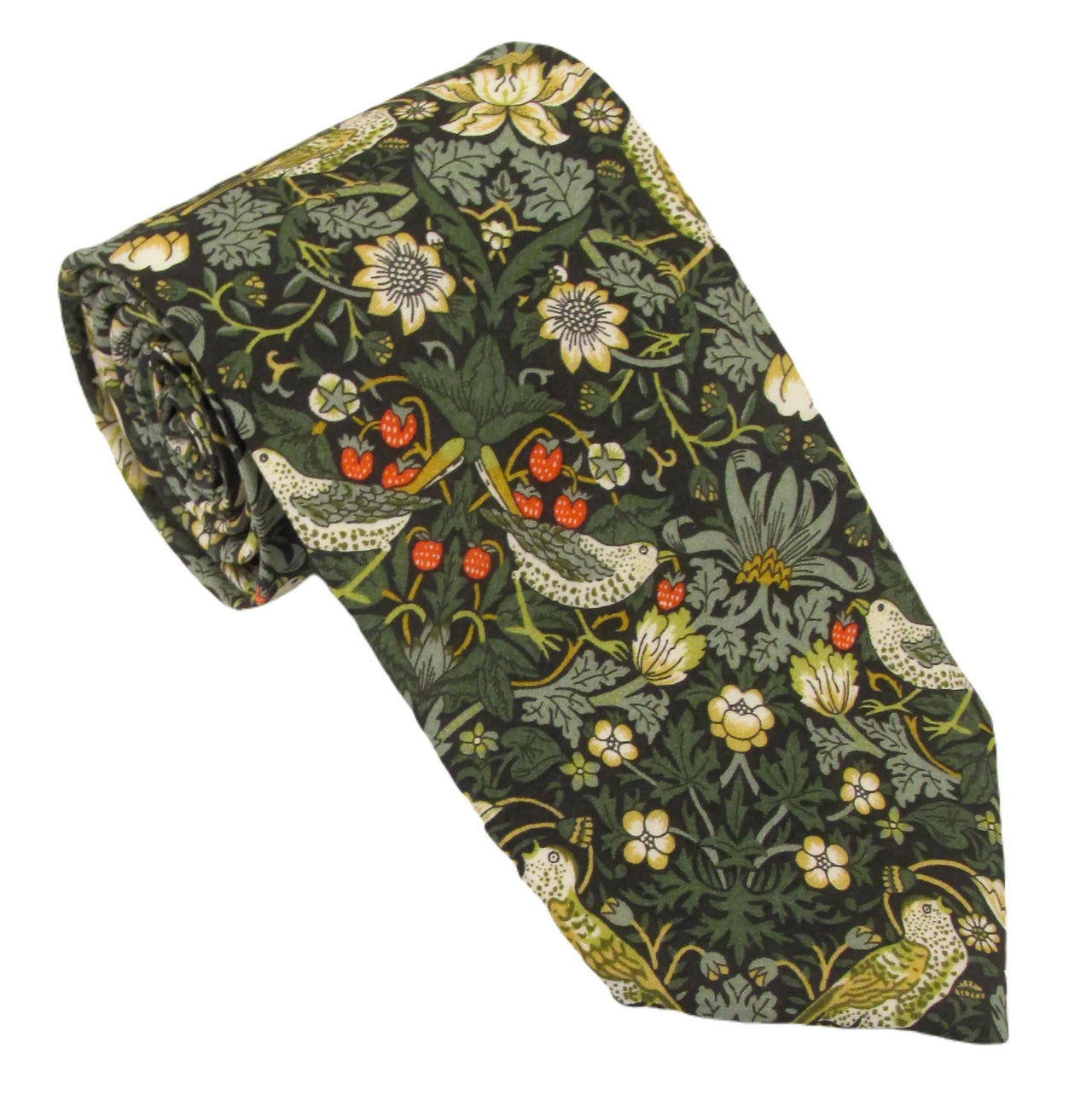 Van Buck Thief Cotton Liberty Tie -  Strawberry Thief Forest