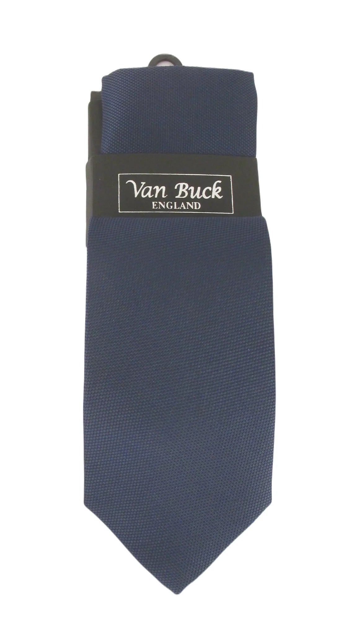 Van Buck England Navy Jacquard Polyester Tie and Pocket Square Set