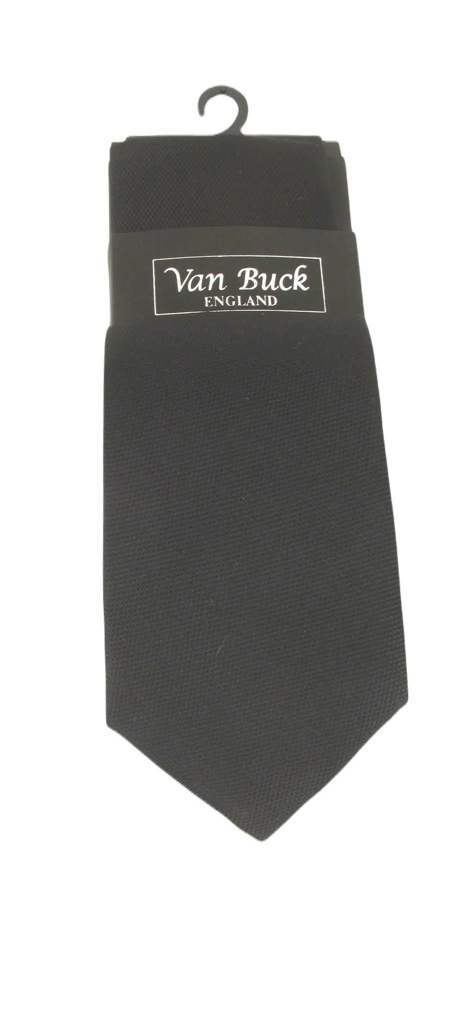 Van Buck England Black Jacquard Polyester Tie and Pocket Square Set