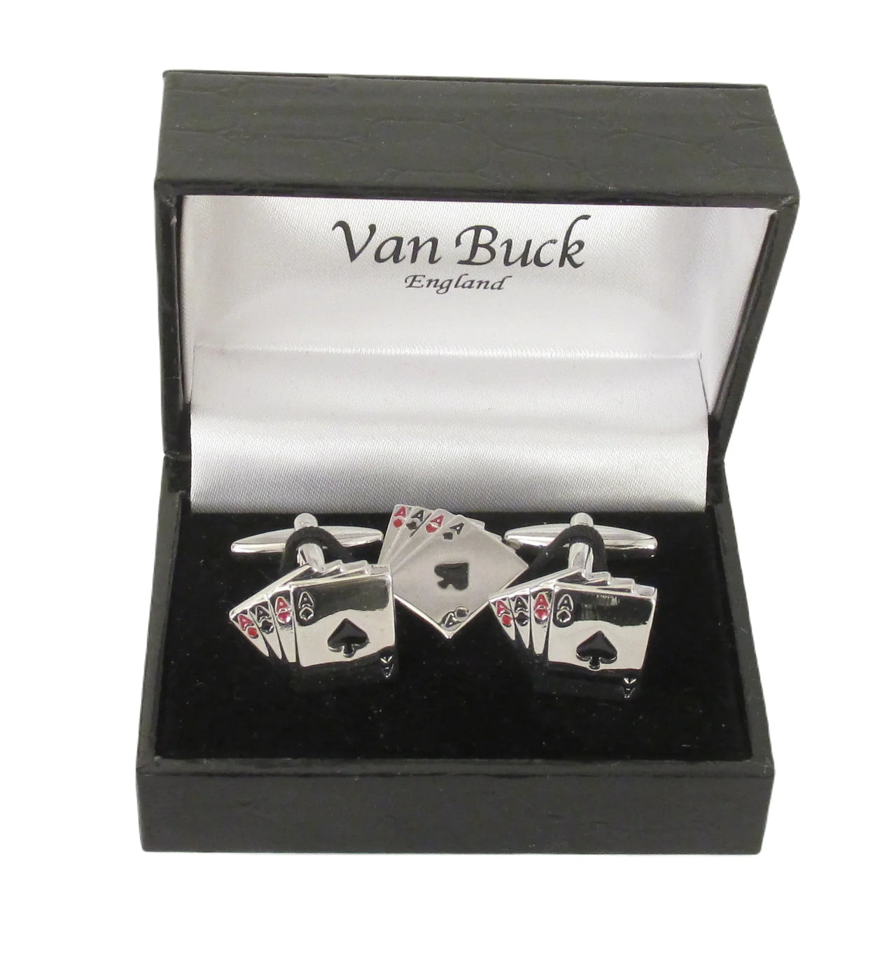 Van Buck England Playing Card Cufflinks and Lapel Pin Set